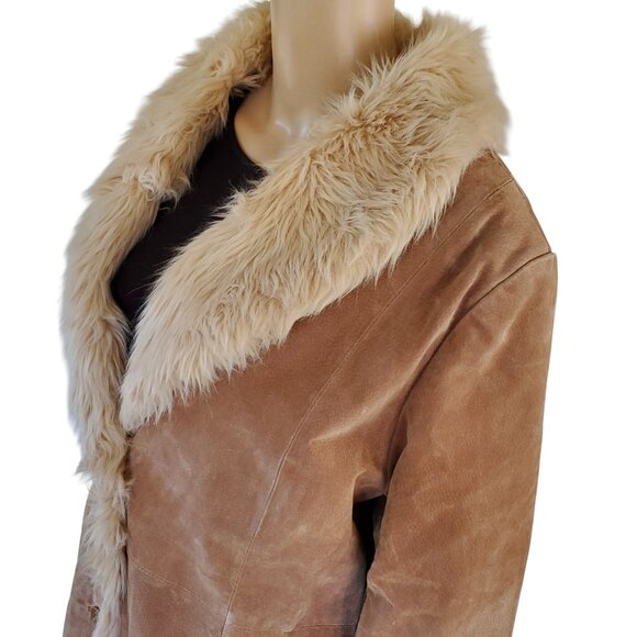 VTG 90s WILSON'S LEATHER COAT Women's XL Maxima Y2K Penny Lane Faux Fur Lined - Picture 11 of 14